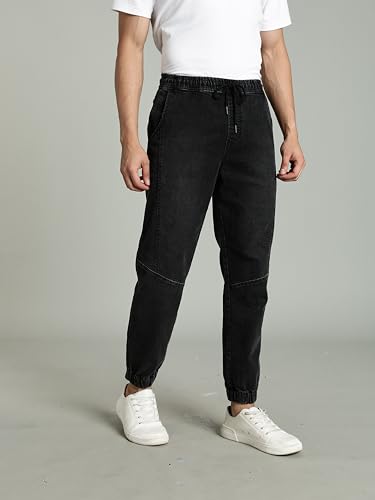 Image of INKD Men's Regular Fit Joggers - Mid -Rise | Cotton Blend | Stretchable Fabric| Elasticated Waistband | Jeans for Men (Available in Plus Sizes)