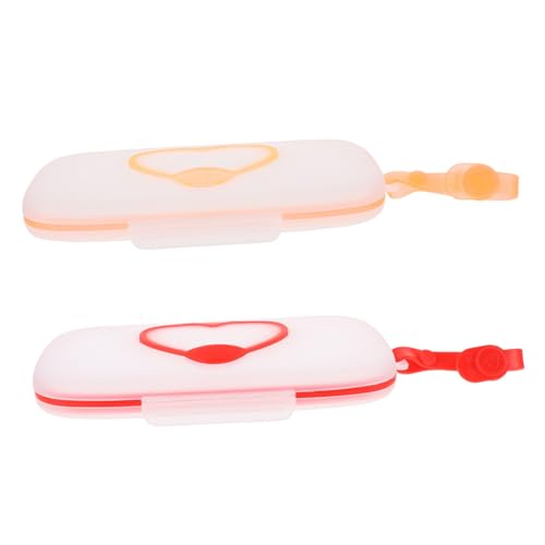 IWOWHERO 2Pcs Portable Wipes Dispenser Case Travel Friendly Wipes Holder with Cover Convenient One Handed Access for Home Go Use for Diaper Bags and