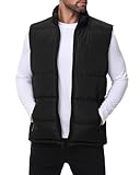 Polu Men's Water-Resistant Puffer Vest Sleeveless Jacket Stand Collar Zipper Winter Warm Outerwear with 3 Pockets
