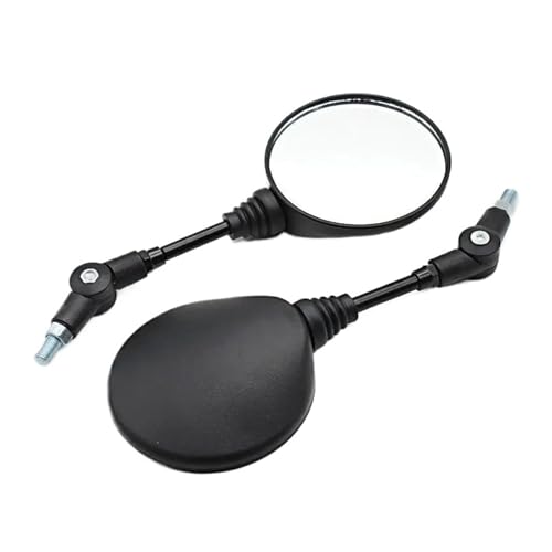 Rétroviseurs de moto en aluminium noir 10mm avec miroirs ronds haut de gamme