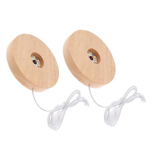 PRETYZOOM 2Pcs LED Light Base for Crystal Sphere Display USB Charging Night Light Holder Decorative Table Lamp Stand for Home Decor Wide and Thick