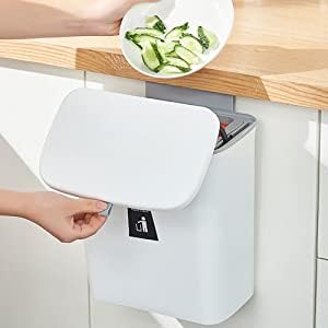 TONSYL-12L32-Gallon-Garbage-Can-Plastic-Trash-Can-with-LidModern-Waste-Basket-Thin-Trash-Cans-with-Handles-Narrow-Food-Waste-Bin-for-Composter-Kitchen-Bathroom-Multicolor