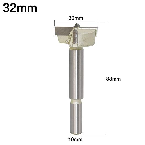 Woodworking Forstner Drill Bits Saw Cutter Tool Carbon High Speed Steel Wood Working Hole Cutter Titanium Coated Wood Boring Hole Drilling (32mm)
