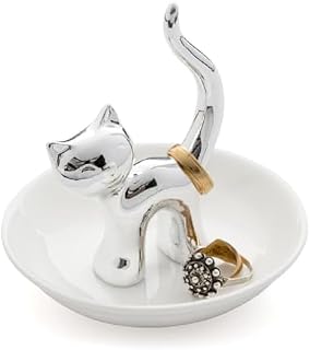 Balvi - Ceramiczny uchwyt na pierścionek Gatto, pierścienie i taca na biżuterię, z ceramiki, kształt kota.
