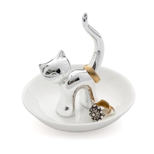 Balvi - Gatto Porta Anillos de cerámica Bandeja para Dejar Anillos y Joyas Fabricado en cerámica Forma de Gato (BA26104)