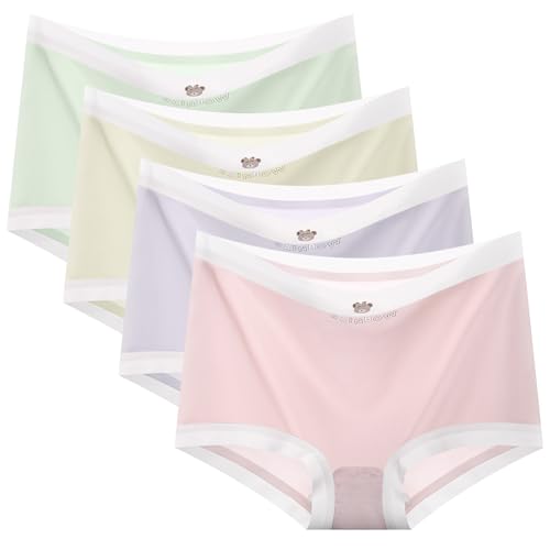 Felskin Girls' Soft Seamless Panties Girl 4-12 Years Old Stretch Comfort Underwear Briefs, 4-Packs