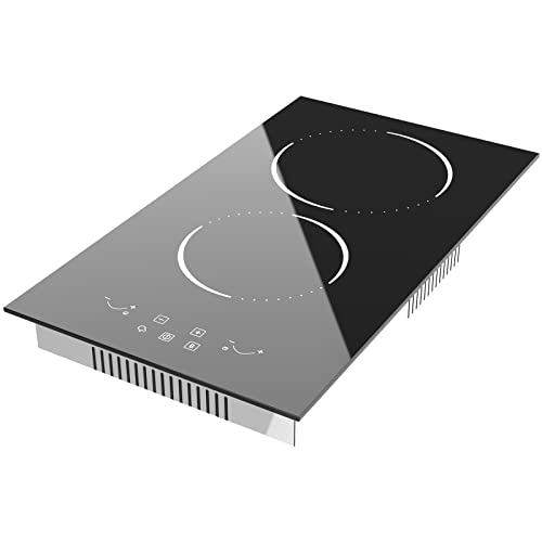 Homtone 2 Burners Electric Cooktop, 12 Inch Radiant Electric Stove, Built-In Electric Cooker, Glass Surface Sensor Touch Control, Timer & Child Lock, 220V-240V Hard Wire #TOP6