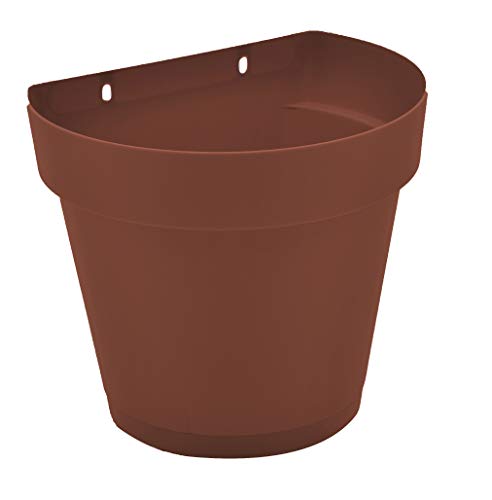 TABOR TOOLS Wand-Pflanzgefäß für vertikalen Blumengarten, Wohnwand oder Küchenkräuter, wandmontierbarer Kunststoff-Übertopf mit Flacher Rückseite und befestigtem Untersetzer, VEM608A (Terrakotta) Cover