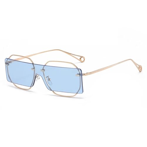 Lunettes de soleil rectangulaires sans monture verres teintés style punk vintage
