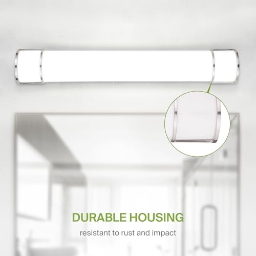 Image of ASD LED 36 inch Vanity Flush Mount Light Fixture, Linear Bathroom Lighting Bar | 3CCT, Dimmable, Energy Star, ETL Listed | 30W 2650LM 3000-5000K 120V | Long Tube Bath Wall Sconce Over Mirror | Nickel