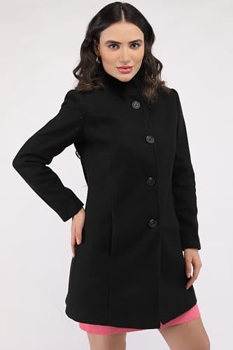 Image of CHKOKKO Women Chic Winter Coat Single Breasted | Knee Length Design with Buttoned Closure and Practical Front Side Pockets for Stylish and Comfortable Wear