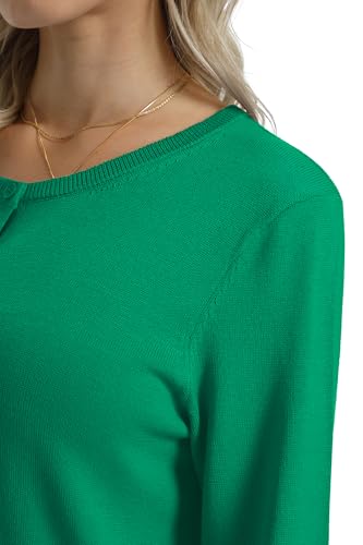 Image of QUALFORT Women's 100% Cotton Lightweight Cardigans Long Sleeve Knitted Button Down Sweater