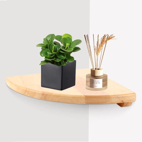 VIDETOL Étagère d'angle suspendue en bois de chêne massif de 18 cm pour chambre à coucher, salle de bain et salon