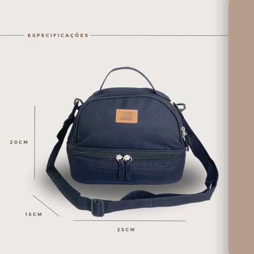 Bolsa Termica Marmita Lancheira Pequena Masculina Feminina Para Trabalho Alça Ajustável (Azul)
