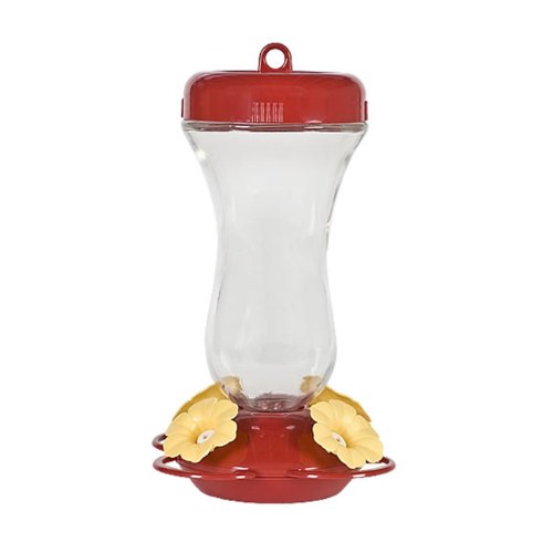 Perky-Pet 131TF 16-Ounce Glass Top Fill Hummingbird Feeder, Red
