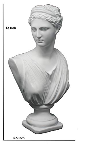 Good Buy Gifts Diana The Huntress Bust - Roman God Statue - 1Ft Height - White/Green Color (White) - Thumbnail 6