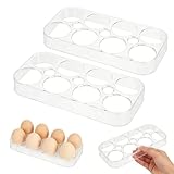 Eierhalter Nevera 2 Unidades – Caja para Huevos Blanca con Capacidad para 10 Huevos Cada Una – Organizador de Huevos para Frigorífico Seguro y Resistente – Almacenamiento y Transporte sin Roturas