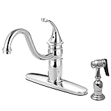 Kingston Brass KB1571GLBS Georgian 8-Inch Kitchen Faucet with Brass Sprayer, Polished Chrome