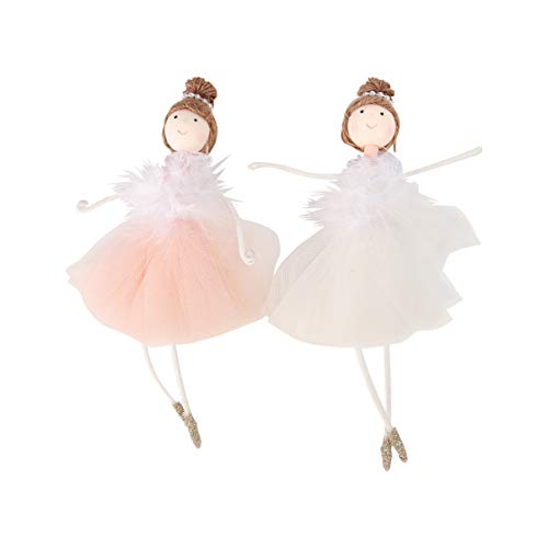 Kesyoo 2Pcs Christmas Tree Hanging Dolls Ballerina Girl Ornament Pendant For Xmas Tree Holiday Party Ornaments (White Pink) #TOP16