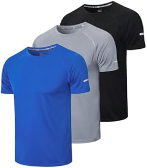 1/3 Pack Mens T-Shirts Quick Dry Short Sleeve Tops Moisture Wicking Active Athletic Running Work Shirts