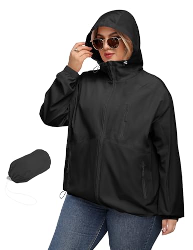 Avoogue Plus Size Rain Jacket Women Trench Coat for...