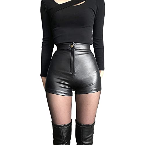 Short sexy en cuir brillant haut de gamme avec coupe push-up intégrée