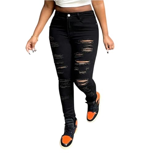 Ripped Jeans for Women Trendy Jeggings High Waisted Skinny Jeans Distressed Denim Ankle Pants with Pockets