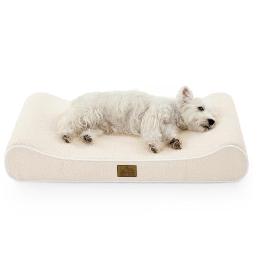 COZY KISS Cuccia per Cani Lavabile, 90x60x13cm, con Bordo Rialzato - Materasso Ortopedico per Cani a Forma di Barca, Impermeabile e Antiscivolo, Adatto ad Animali Domestic fino a 29kg, Beige
