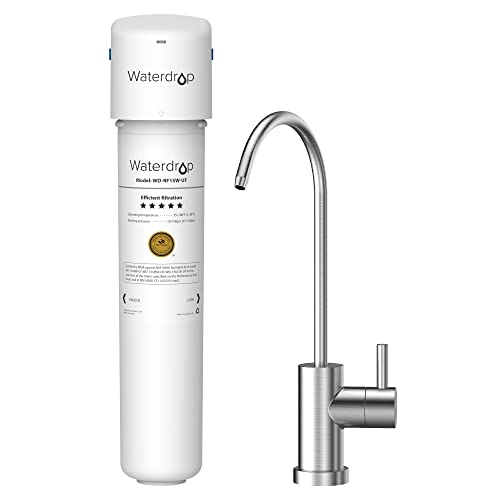 Waterdrop 15UBW-UF 0.01μm Under Sink Water Filter System, 16K Gallons Chlorine Reduction Capacity, NSF/ANSI 42 Certified, with Dedicated Brushed Nickel Faucet, Ultra Filtration, USA Tech