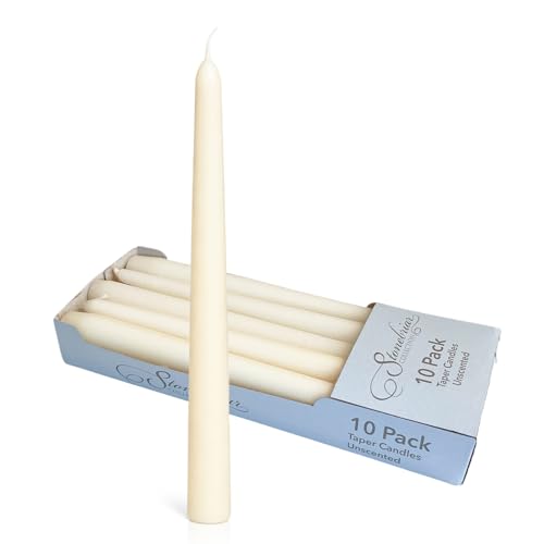 Image of Stonebriar Tall 10 inch Ivory Unscented 10 Pack Taper Candles