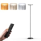 Torkase LED Deckenfluter Wohnzimmer, 36W 3600LM Dimmbare Stehlampe mit Magnetischer Fernbedienung, 350° Drehbarer Lampenkopf Standleuchte, 2700K-6500K Moderne Leselampe Schwarz