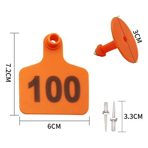 Etiquetas de orelha de gado numeradas 001-100 com alicate, etiqueta de orelha de animal de plástico