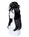 GEAGLE Gothic Bride Black Wig with Bangs Short Fluffy Wavy Cosplay Wigs Halloween Costume Accessories Women