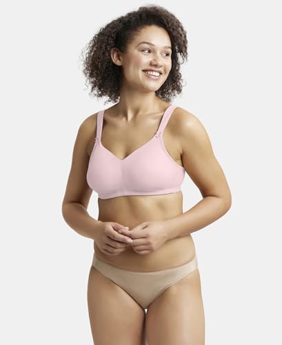 Image of Jockey 1841 Women's Wirefree Non Padded Soft Touch Microfiber Elastane Stretch Full Coverage Minimizer Bra with Broad Cushioned Fabric Strap Fragrant Lilac 40B