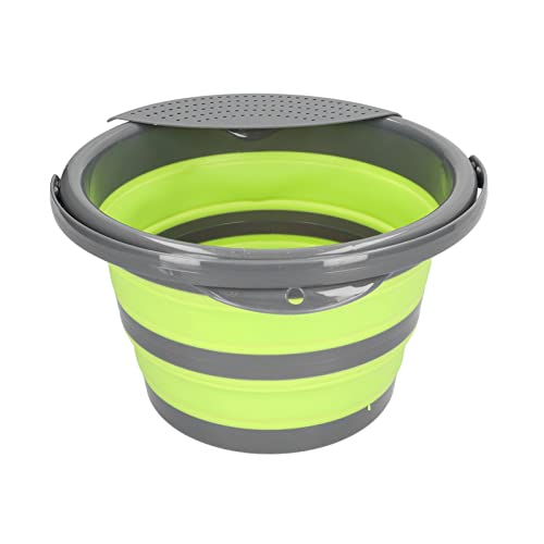 TIKATARER Cubo Plegable, 5L Multifuncional PP y Cubo de Limpieza TPR con Bucle de Trapeador de la Boca del Barril para Viajar el Picnic