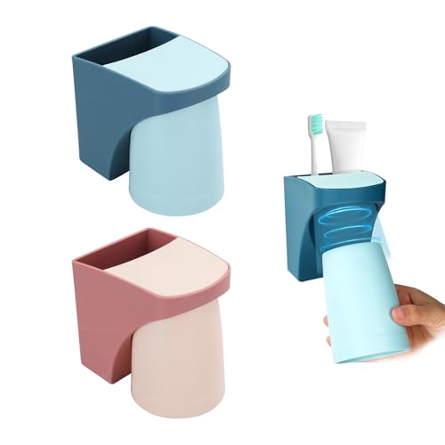 歯ブラシスタンド マグネット 歯ブラシホルダー【2個セット】 歯ブラシホルダー 収納 コップ立て 水切り 水垢防止防塵 洗面所 壁掛け 歯磨き 収納 家族用 お風呂用 カップル用