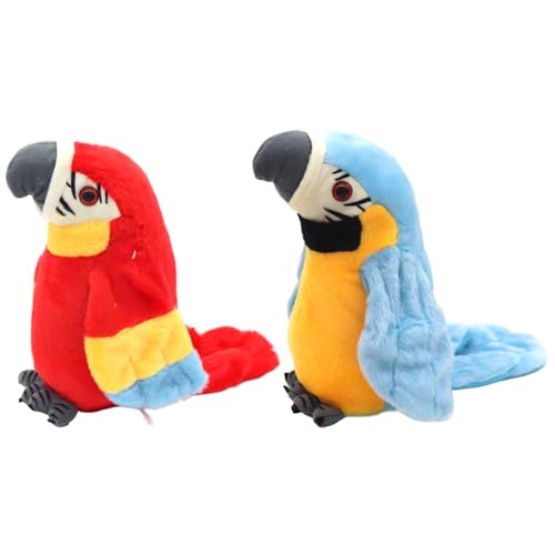 Jouet perroquet parlant interactif en peluche vive | Lot de 2 oiseaux électroniques