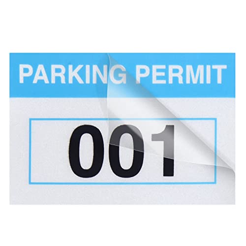100 Pack Parking Permit Stickers With Front Adhesive, Car Windshield Decals Numbered 001-100 (Light Blue, 3 X 2 In) #TOP2