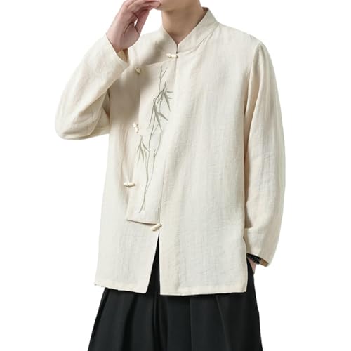 Chemise en coton et lin brodé homme anti-transpiration et légère