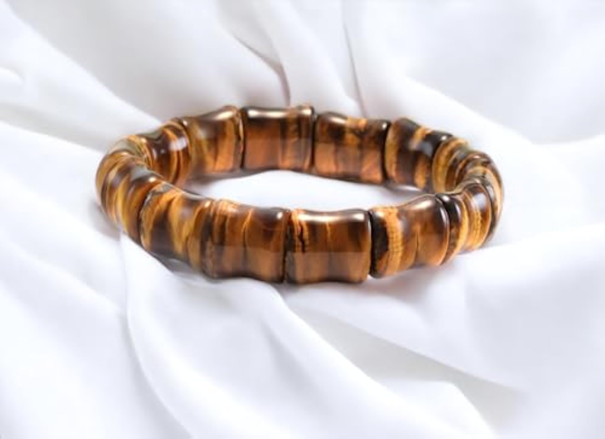 Natural Tiger Eye Crystal Flat Faceted Bracelet