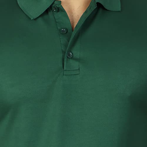 Image of Regular Fit Solid Men Polo Neck Collar T-Shirt Pack of 1 Dark Green