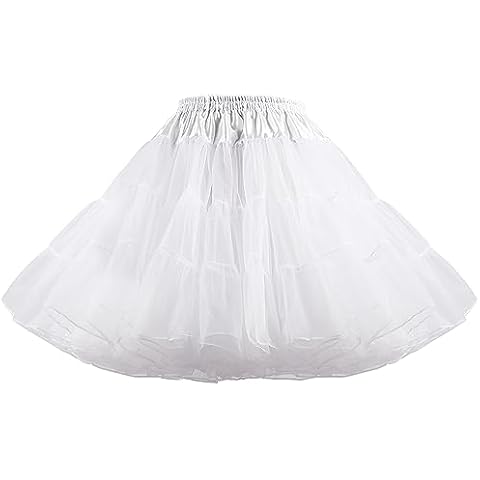 Asvsua White Petticoat Skirt For Women Under Dress,Crinoline Underskirt For Women,Knee Length Petticoat Cover