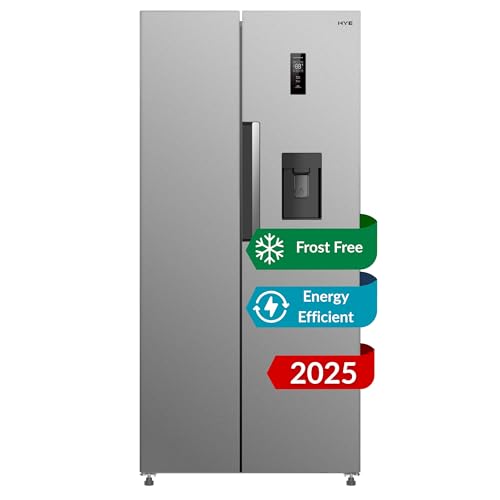 HYE American Fridge Freezer - Side By Side American Style Fridge Freezer With Water Dispenser, No Frost, 444L Freestanding Design, Low Noise (39dB), Cool Silver Finish - RF01AMWD460S03 - Image 3
