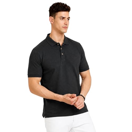 Image of Men's Plain Polo T-Shirt | Cotton Blend Regular Fit Casual Collar T-Shirt