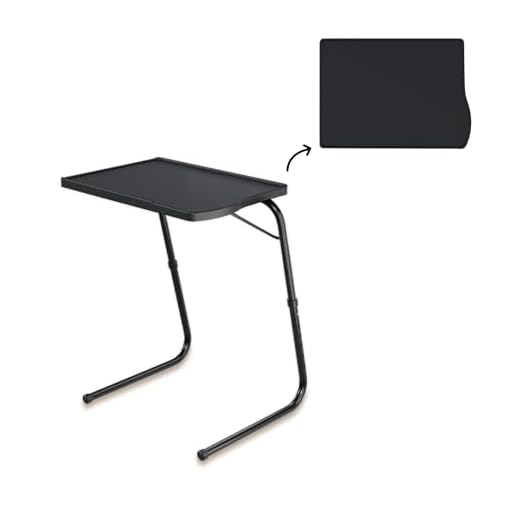 TABLE MAGIC - Laptop Table mat Finish, Lapdesk, Multipurpose Table, Utility Table, Height Adjustable Table, Work at Home Table, Study Table (TM Regular- Black, Large) Alloy Steel