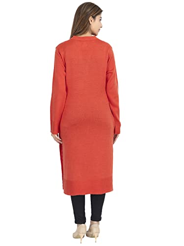 Image of Rosary Women's Winter Wear Solid Woolen Warm Straight Kurti with 2 Side Pockets