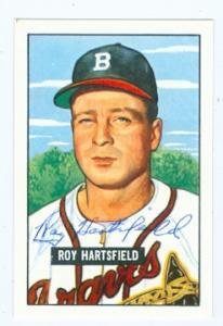 Roy Hartsfield autographed baseball card (Boston Braves) 1986 Bowman 1951 Reprint #277 (67) - Autographed Baseball Cards