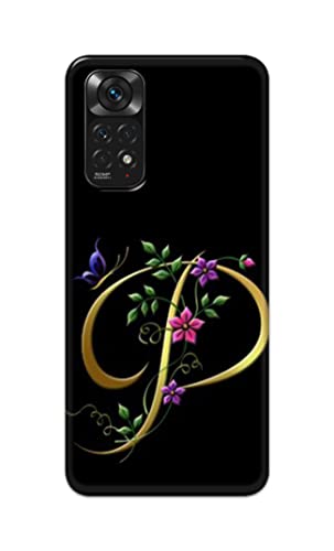 Image of Printed Hard Back Cover Case for Mi Redmi Note 11 4G Back Cover (Alphabet P) -1803