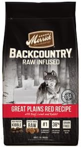 Merrick Backcountry Grain Free Raw Infused Great Plains Red Recipe Dry Dog Food 4lb