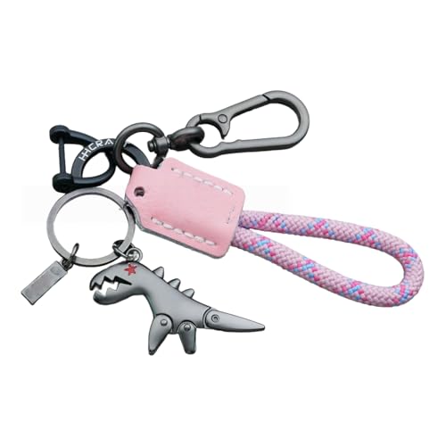 Aluminum Alloy Dinosaur Charm Paired with a Hand-Woven Bracelet, Mini Dinosaur Keychain, for Women and Men